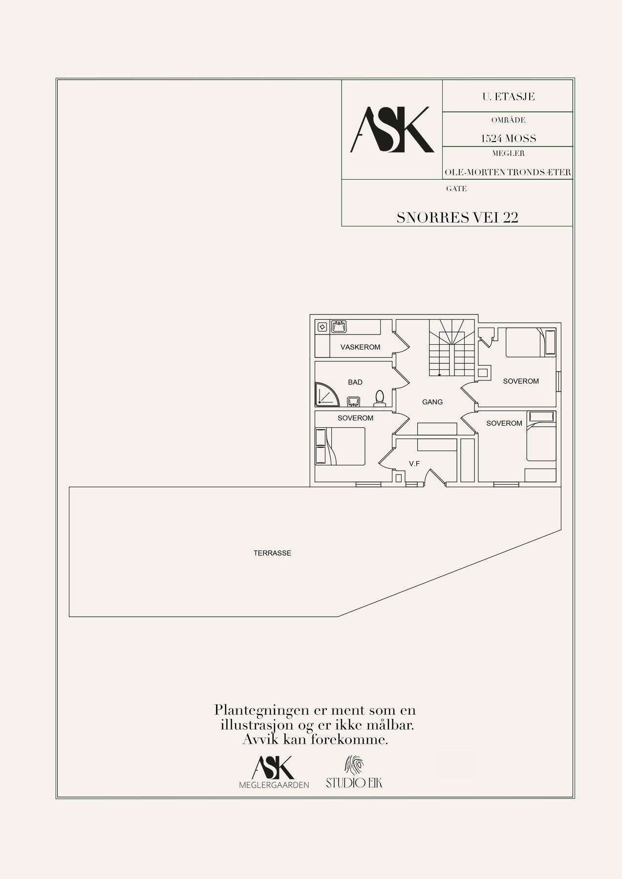 Planskisse underetasje - den privatedelen av boligen Galleribilde