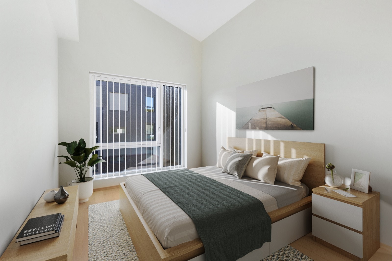 Stort soverom med god plass for dobbeltseng - digitalt stylet Galleribilde