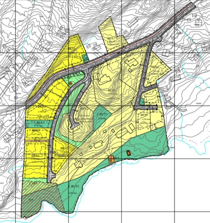 Utsnitt av reguleringskartet, se hele kartet og tilhørende bestemmelser i prospektet. Galleribilde