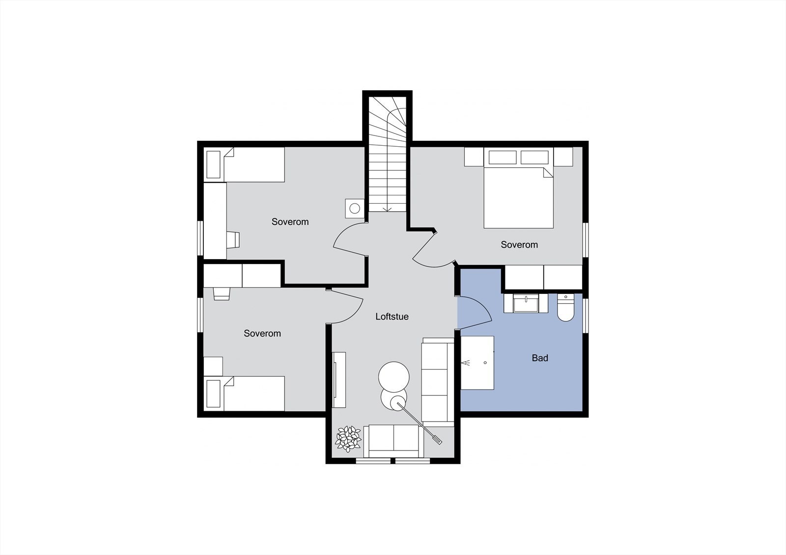 Planløsning loftetasjen. Galleribilde