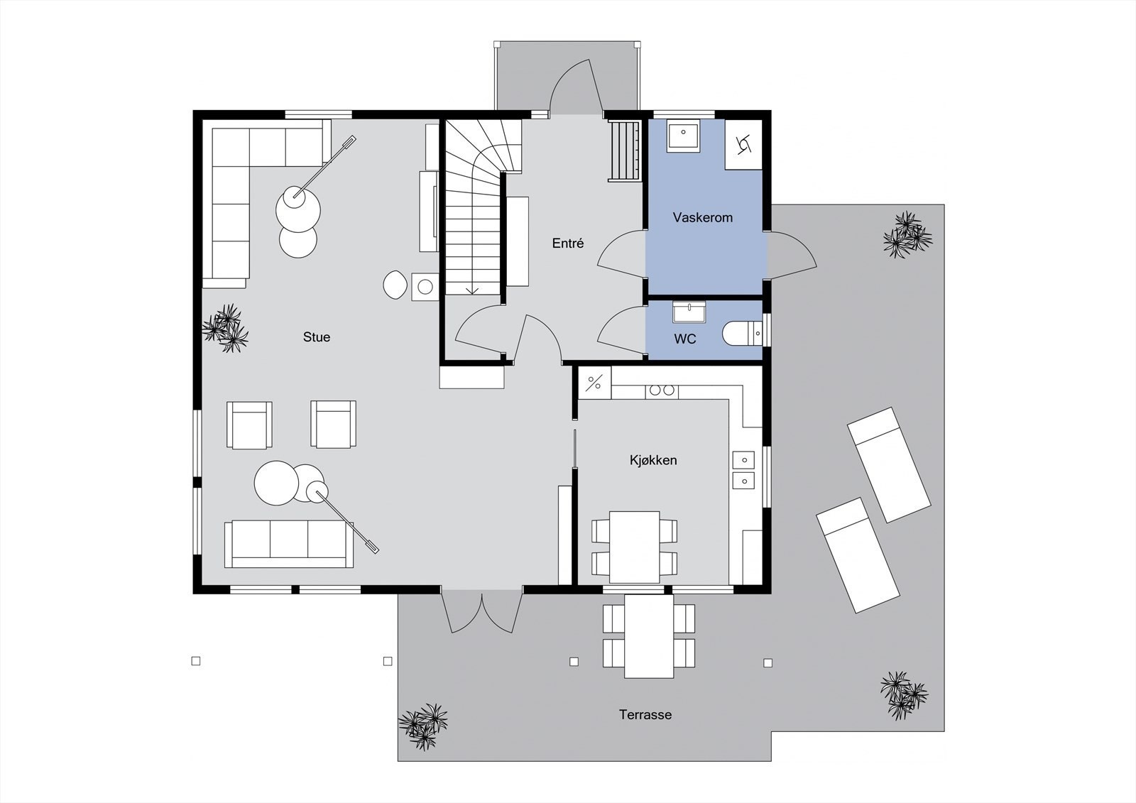 Planløsning hovedetasjen. Galleribilde