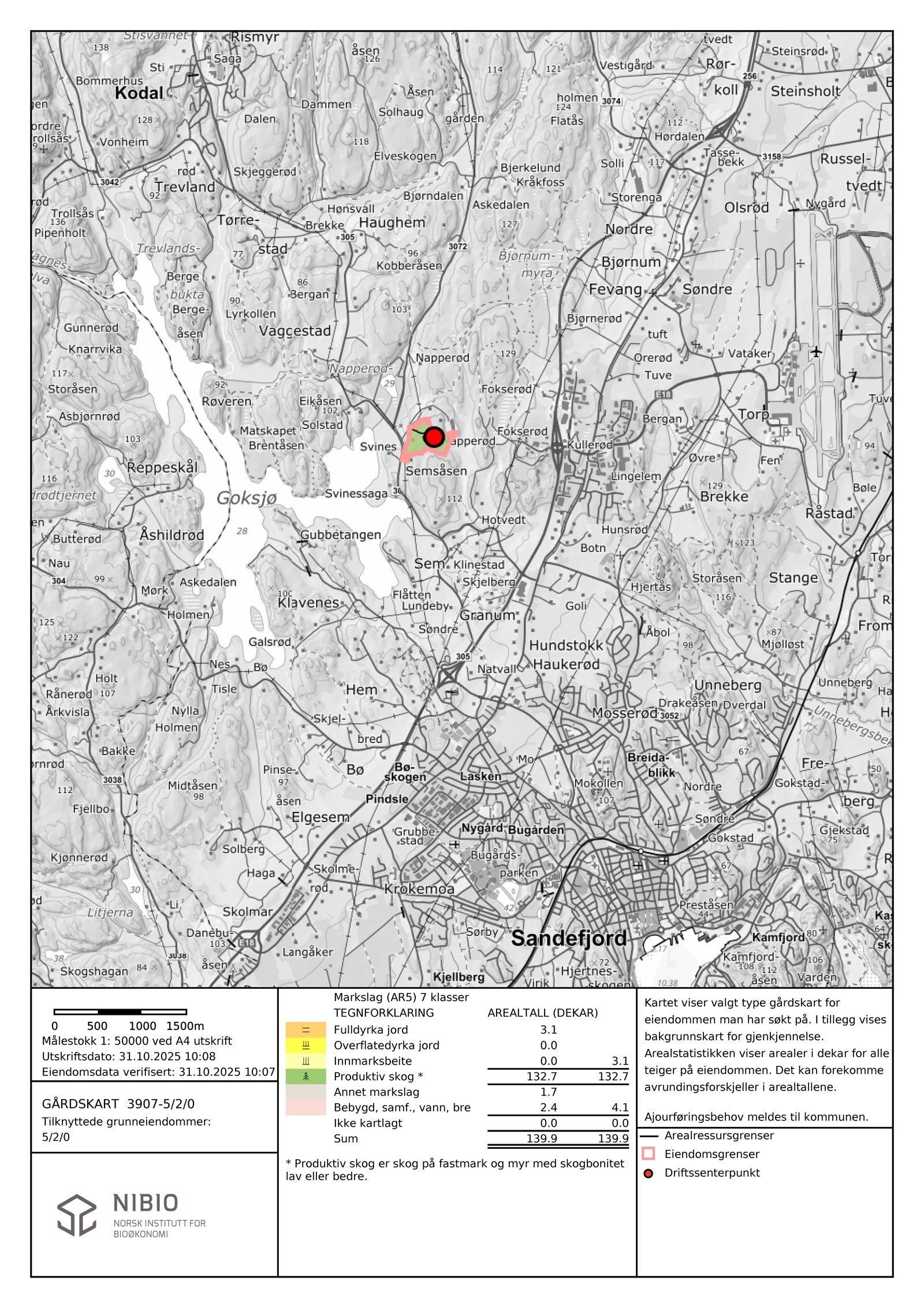 Kort vei til Sandefjord sentrum, Torp flyplass, Svinessaga og Kodal sentrum. Galleribilde