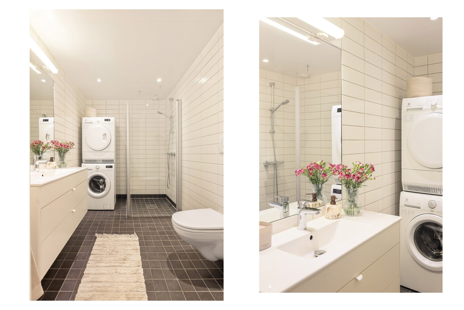 Elektriske varmekabler på bad og downlights i himling. Vaskemaskin og tørketrommel følger leiligheten. Galleribilde