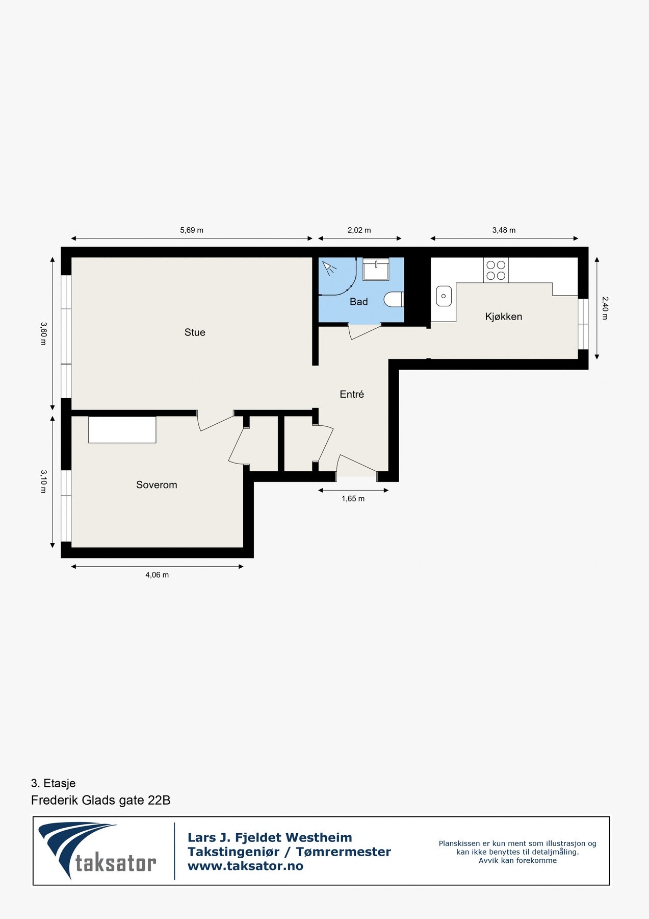 Plantegning med mål. Galleribilde