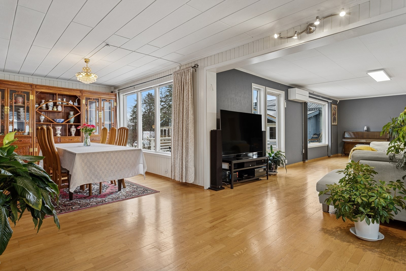 Stor stue med store vindusflater som slipper inn rikelig med daglsys. Galleribilde