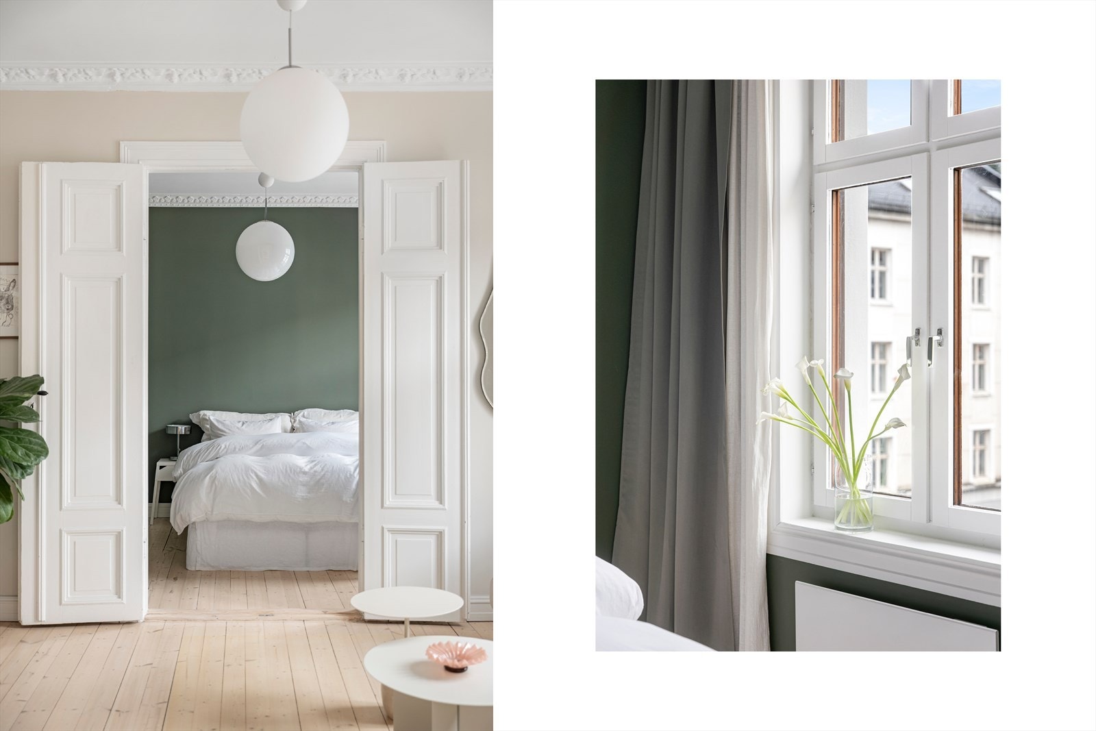 Originale doble dører og store vindusflater tilfører rommet særpreg og flott lysinnslipp. Galleribilde
