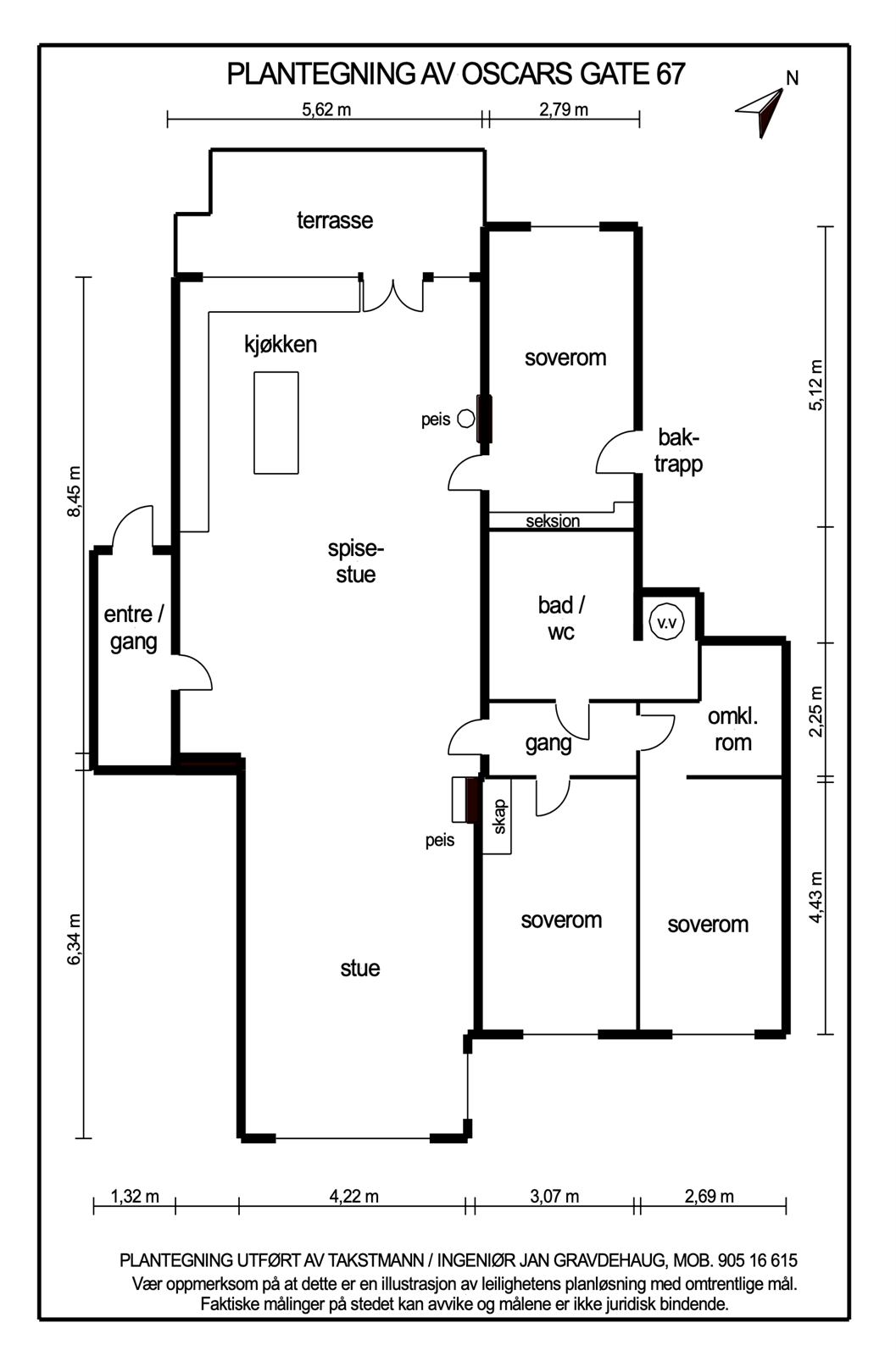 Planskisse Oscars gate 67. Galleribilde