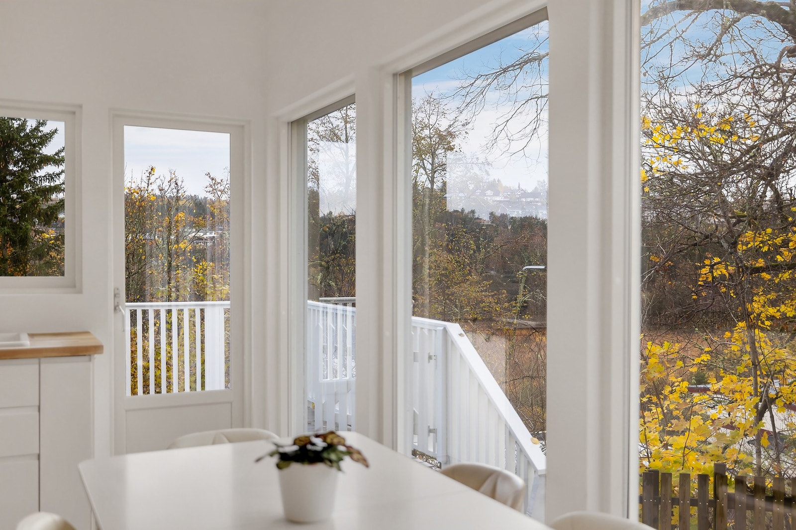 Hyggelig utsikt fra spisebordet og fra kjøkkenet er det direkte tilkomst til hage Galleribilde