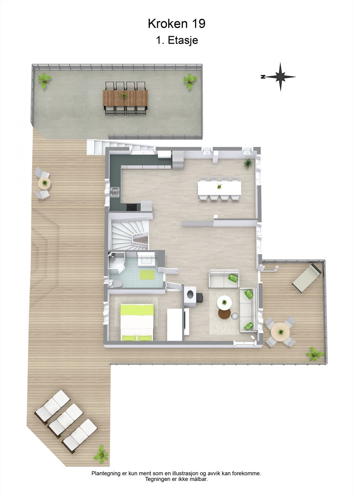 3 D plantegning hovedetasje Galleribilde