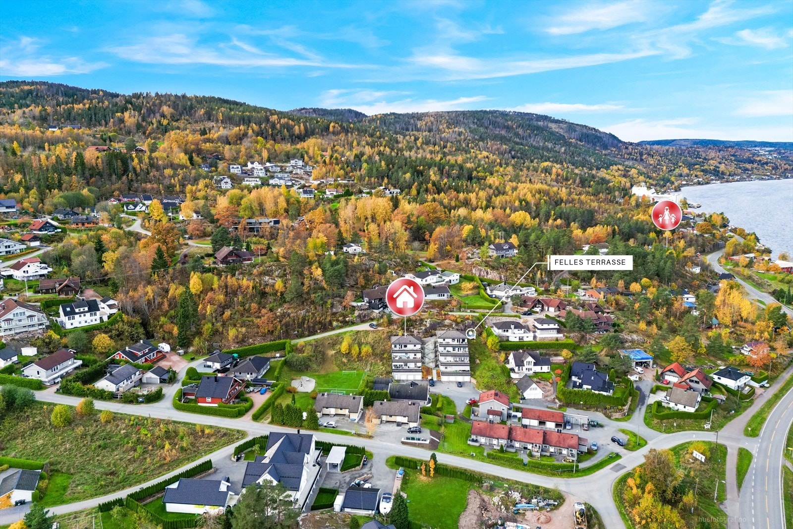 Kort vei til Tangen skole, Støa barnehage og fjordpark. Marka finner man også like ved, med flotte turområder og fin utsikt. Galleribilde