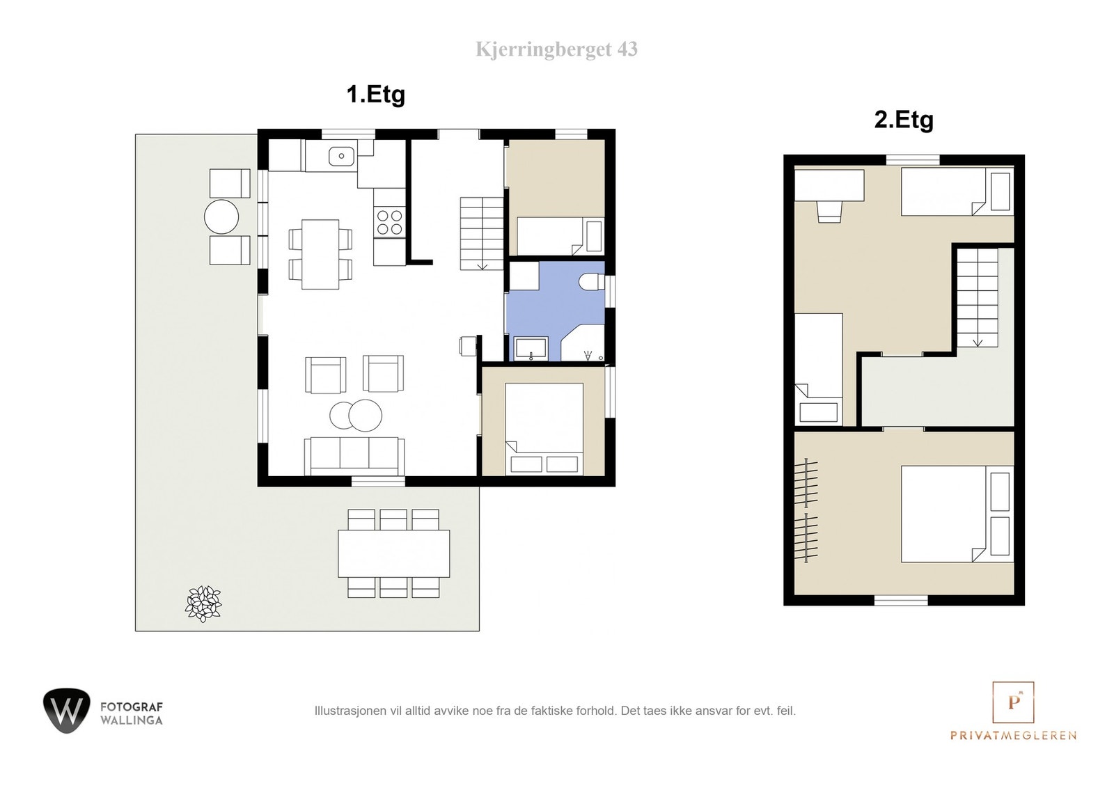 Plantegning begge etasjer. Galleribilde
