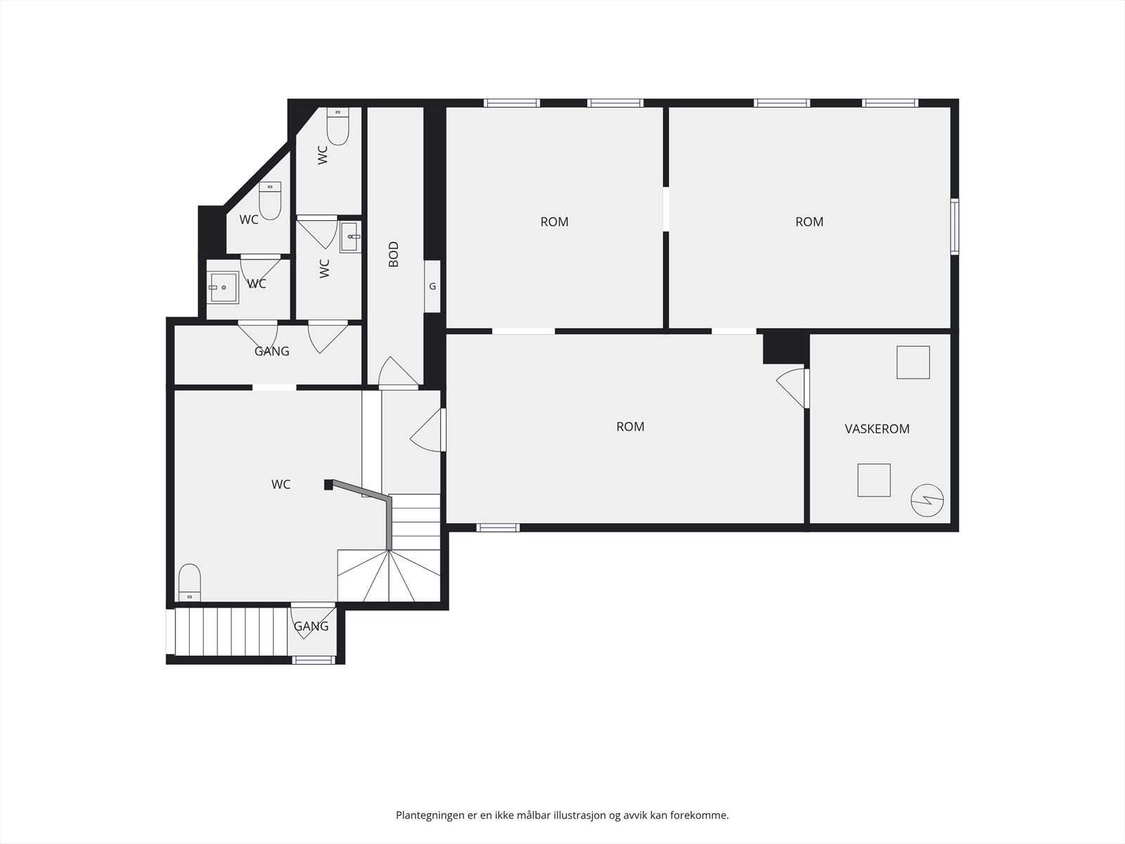 Plantegning kjeller. Galleribilde