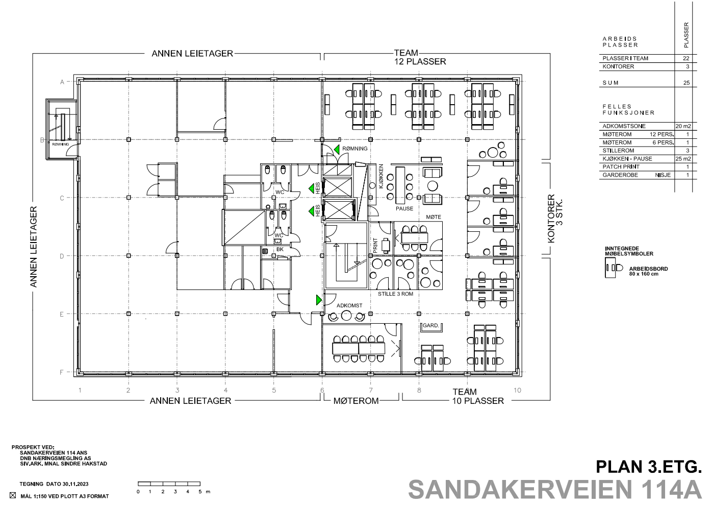 Forslag møbleringsplan - 3. etasje - ca 499 kvm BTA Galleribilde
