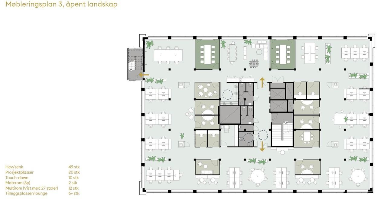 Generelt etasjeplan 1. etasje - åpent kontorlandskap Galleribilde
