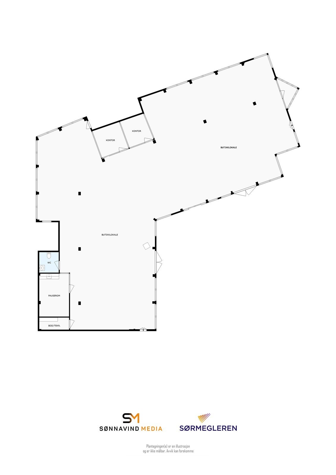 Plantegning butikklokalet. Galleribilde