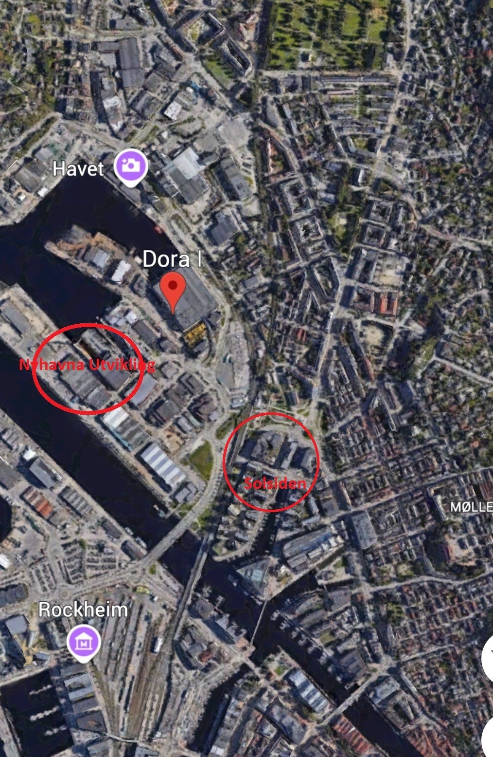 Kart med Solsiden og Nyhavna Utvikling Galleribilde