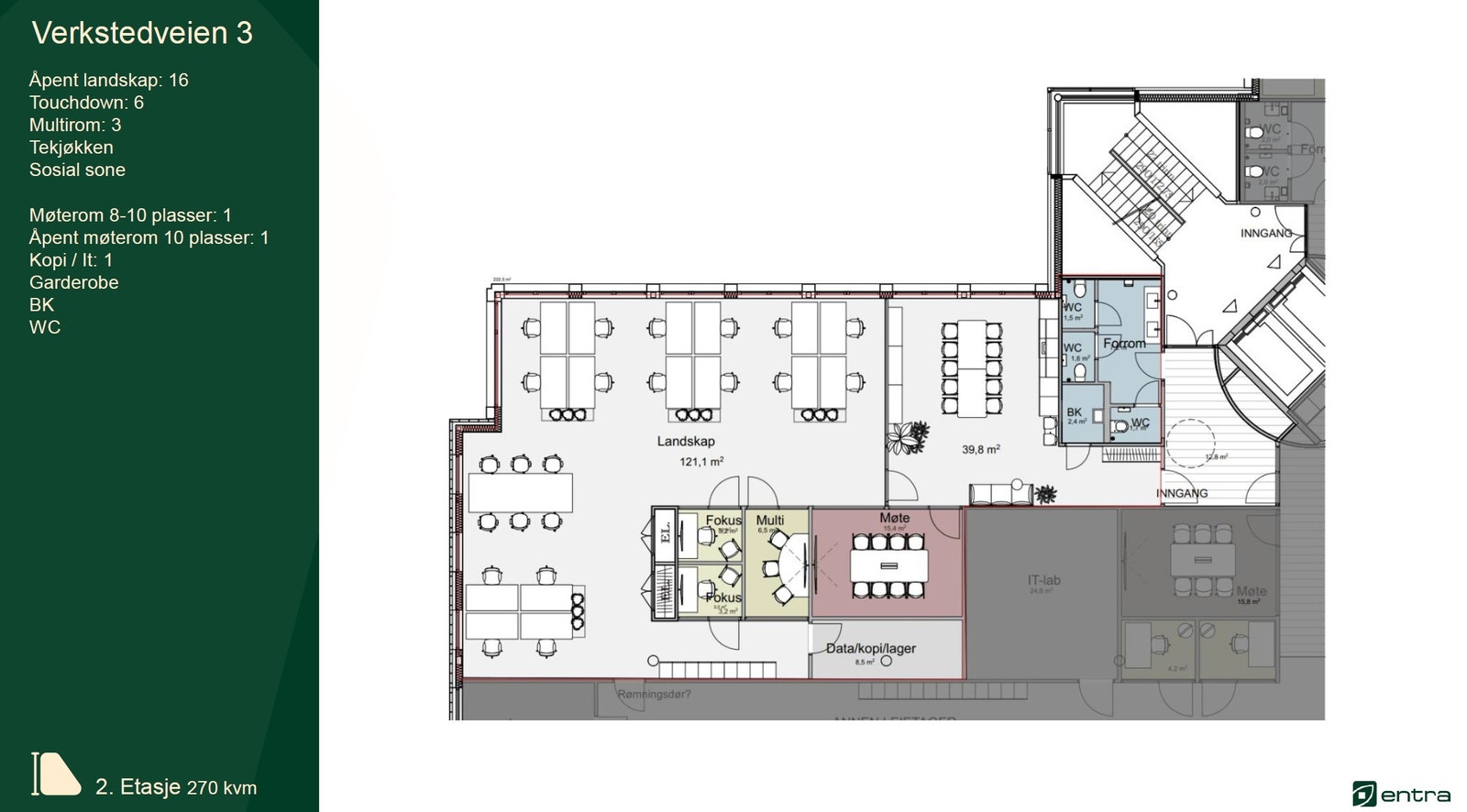 2. etasje - Møbleringsplan - 270 m² Galleribilde