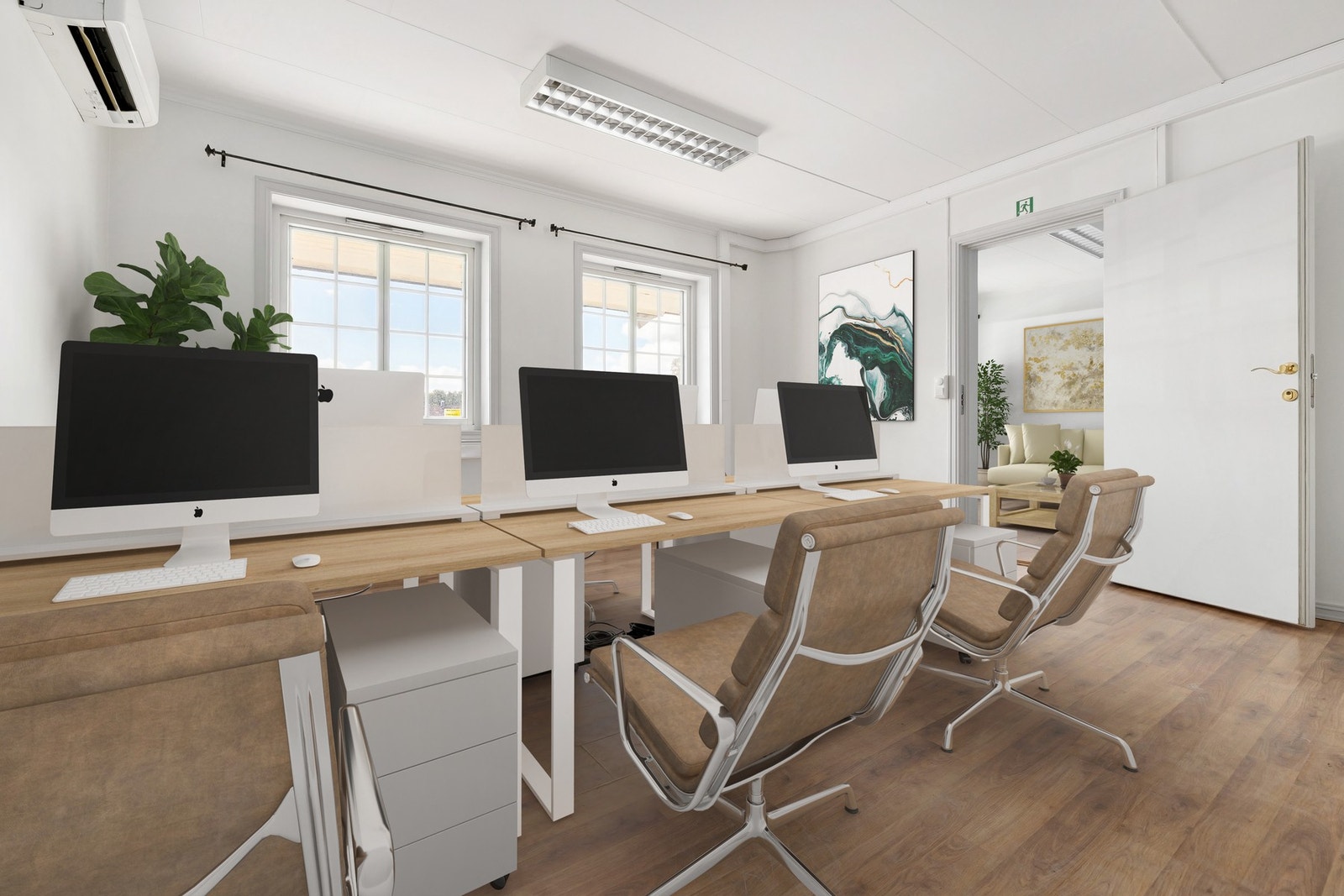 Kontorlandskap med gode lysforhold og fleksible innredningsmuligheter. Galleribilde