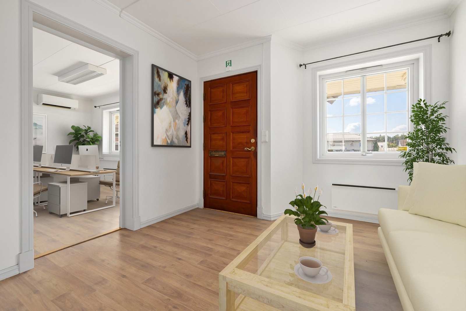 Her er det lagt inn ett eksempel på hvordan lokalet kan møbleres. Galleribilde