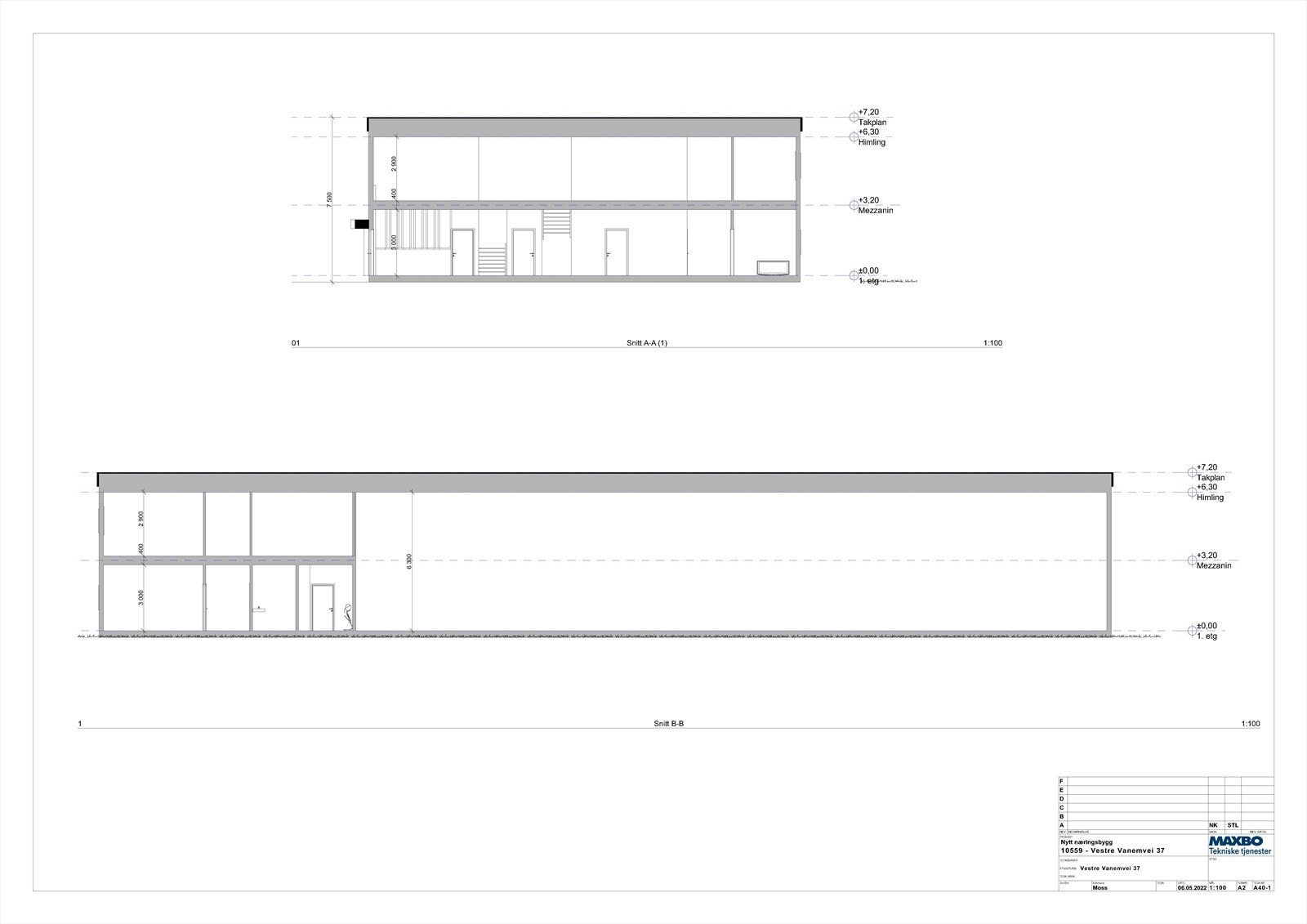 Snitt prosjektert bygg Galleribilde