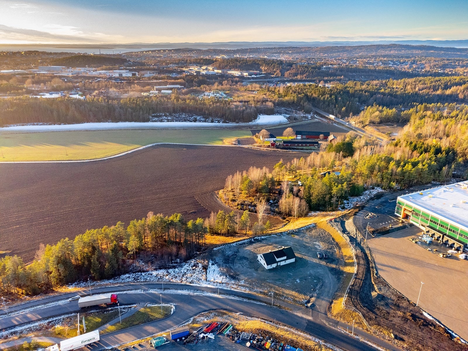 Droneperspektiv i retning Mosseporten Galleribilde