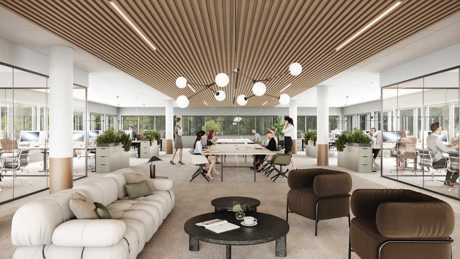 Kontor/sosial sone. Illustrasjon. Galleribilde