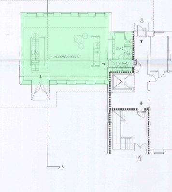 Sidebygg 1.etg (Tot. areal sidebygg BTA ca 389 kvm). Galleribilde