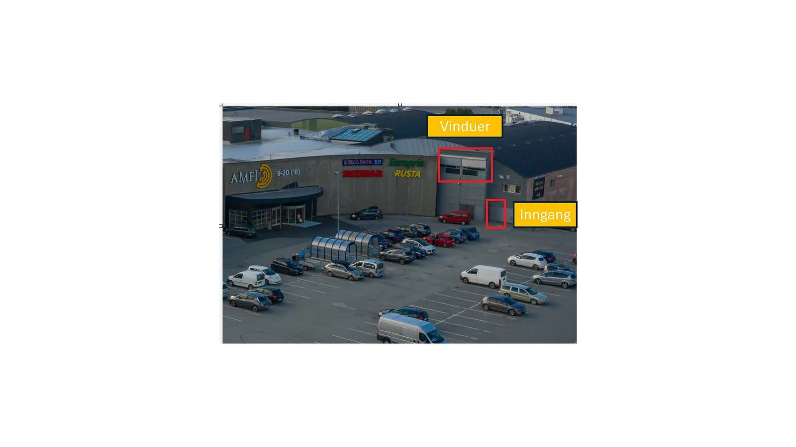 Bildet viser hvor kontoret ligger og inngangsparti Galleribilde