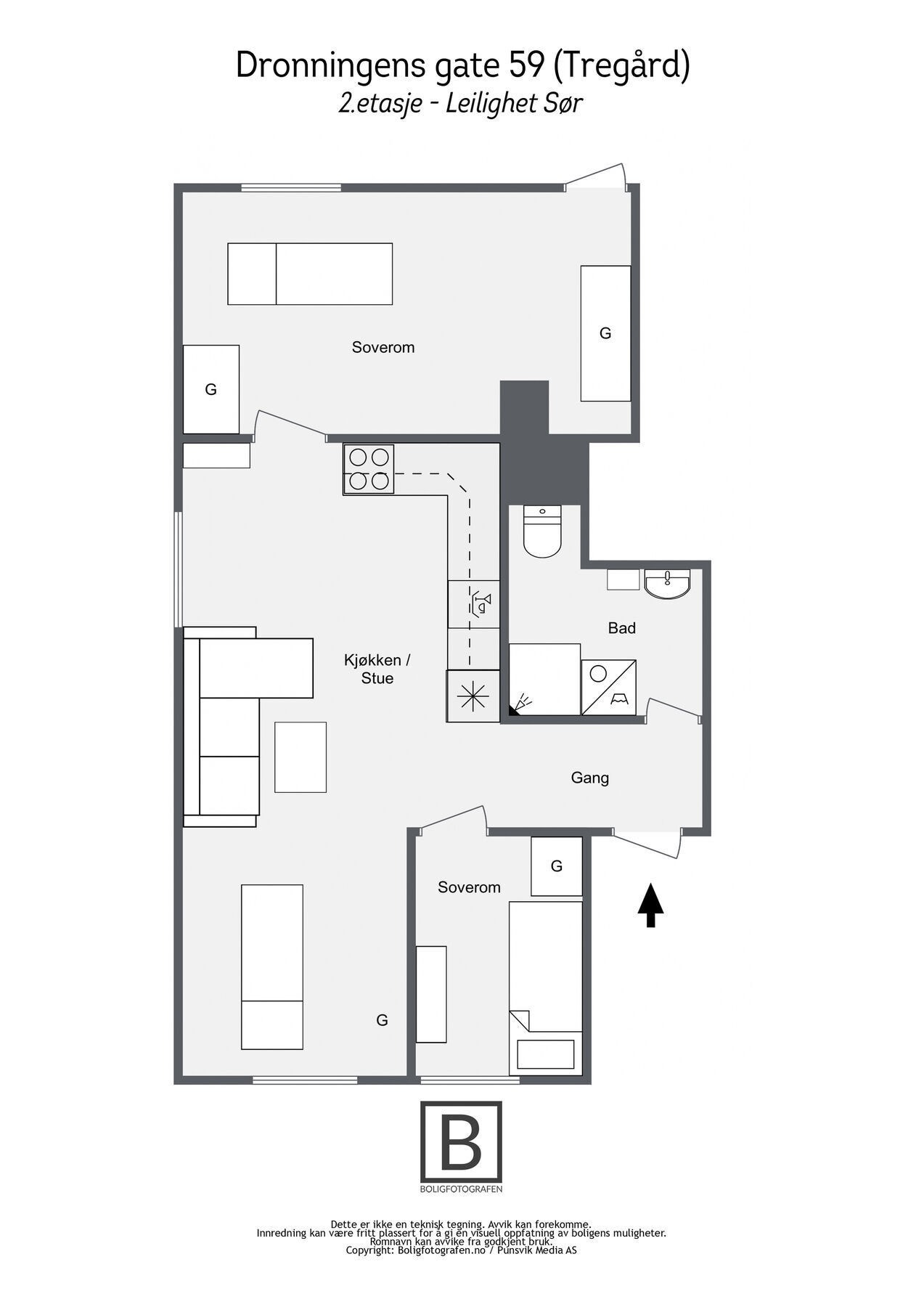 5. Dronningens gate 59 (Tregård) - 2etasje - Leilighet Sør Galleribilde