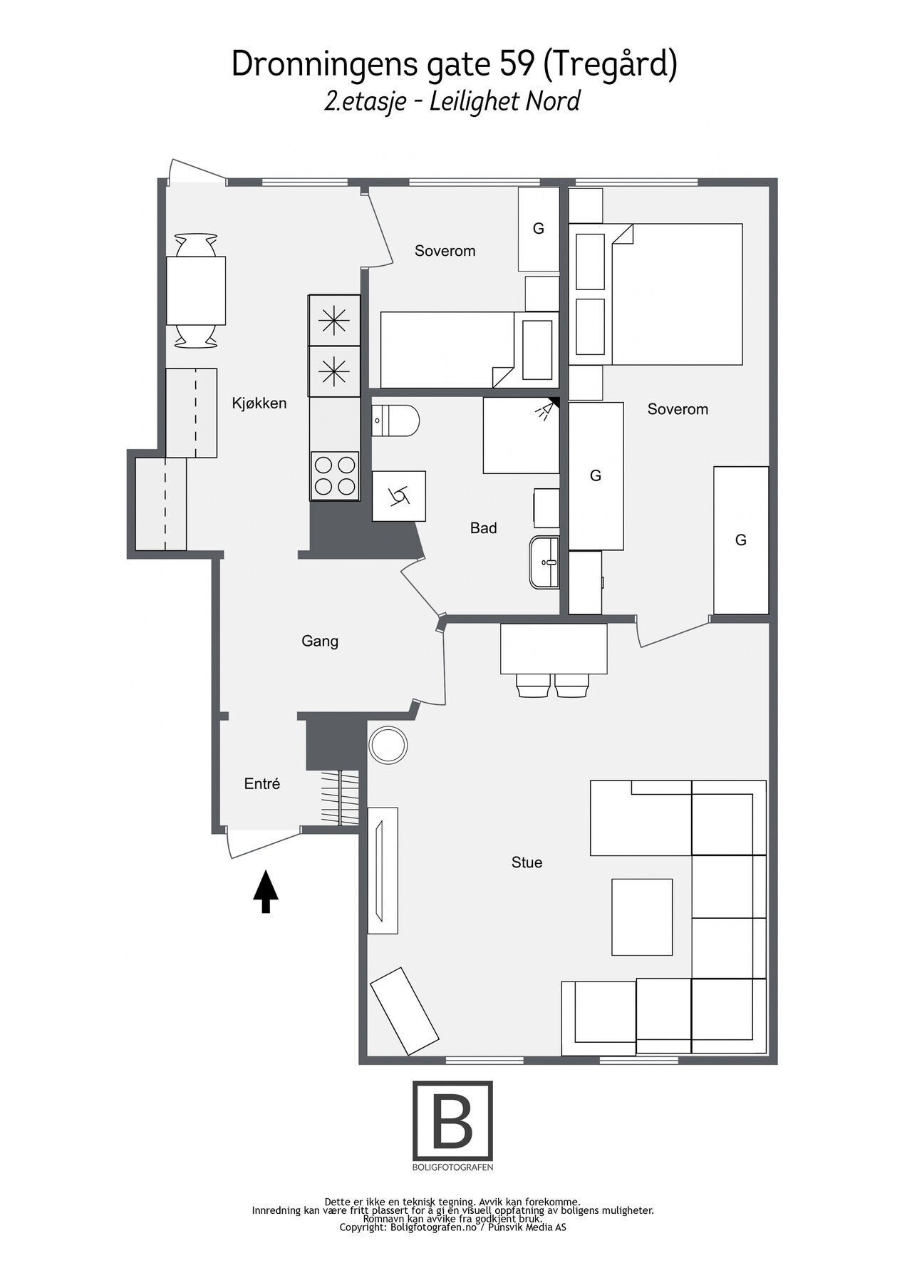 Dronningens gate 59 (Tregård) - 2etasje - Leilighet Nord Galleribilde