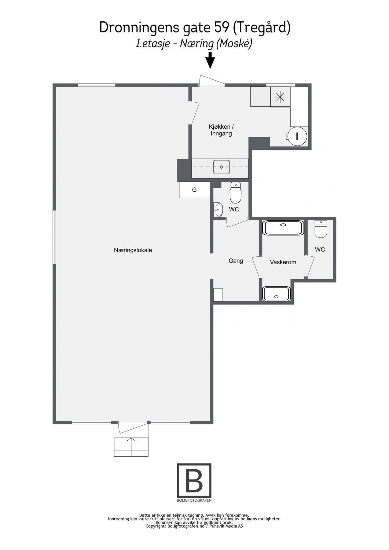 3. Dronningens gate 59 (Tregård) - 1etasje - Næring (Moské) Galleribilde