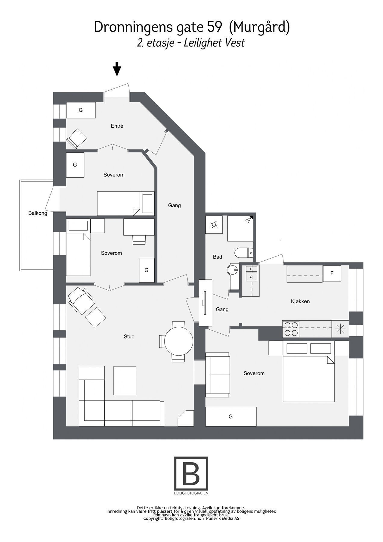 11. Dronningens gate 59 (Murgård) - 2etasje - Leilighet Vest Galleribilde
