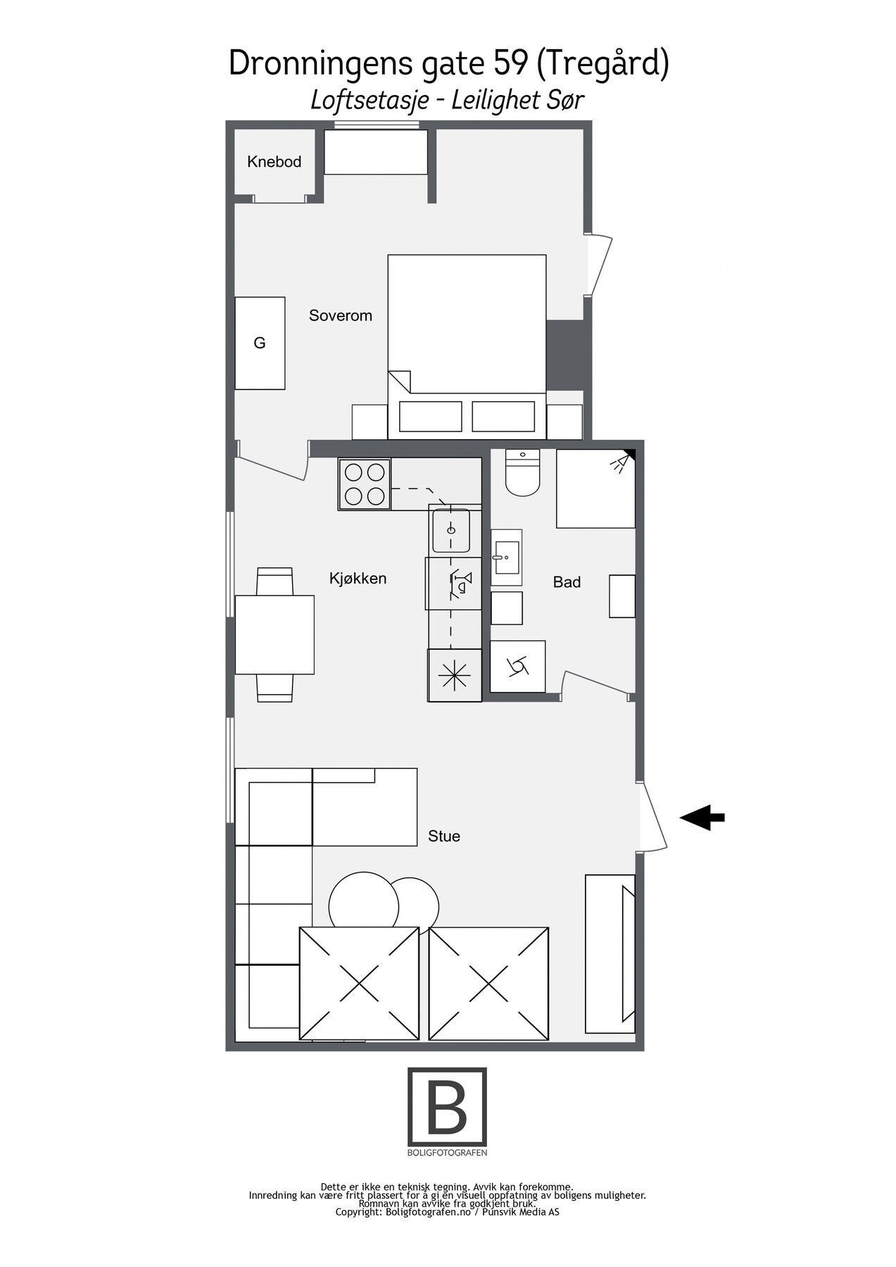 6. Dronningens gate 59 (Tregård) - Loftsetasje - Leilighet Sør Galleribilde