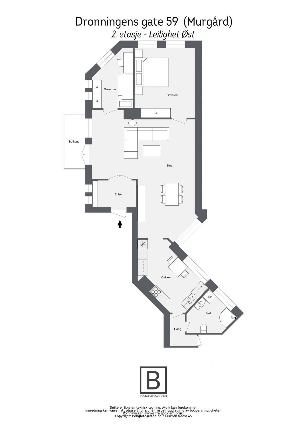 10. Dronningens gate 59 (Murgård) - 2etasje - Leilighet Øst Galleribilde