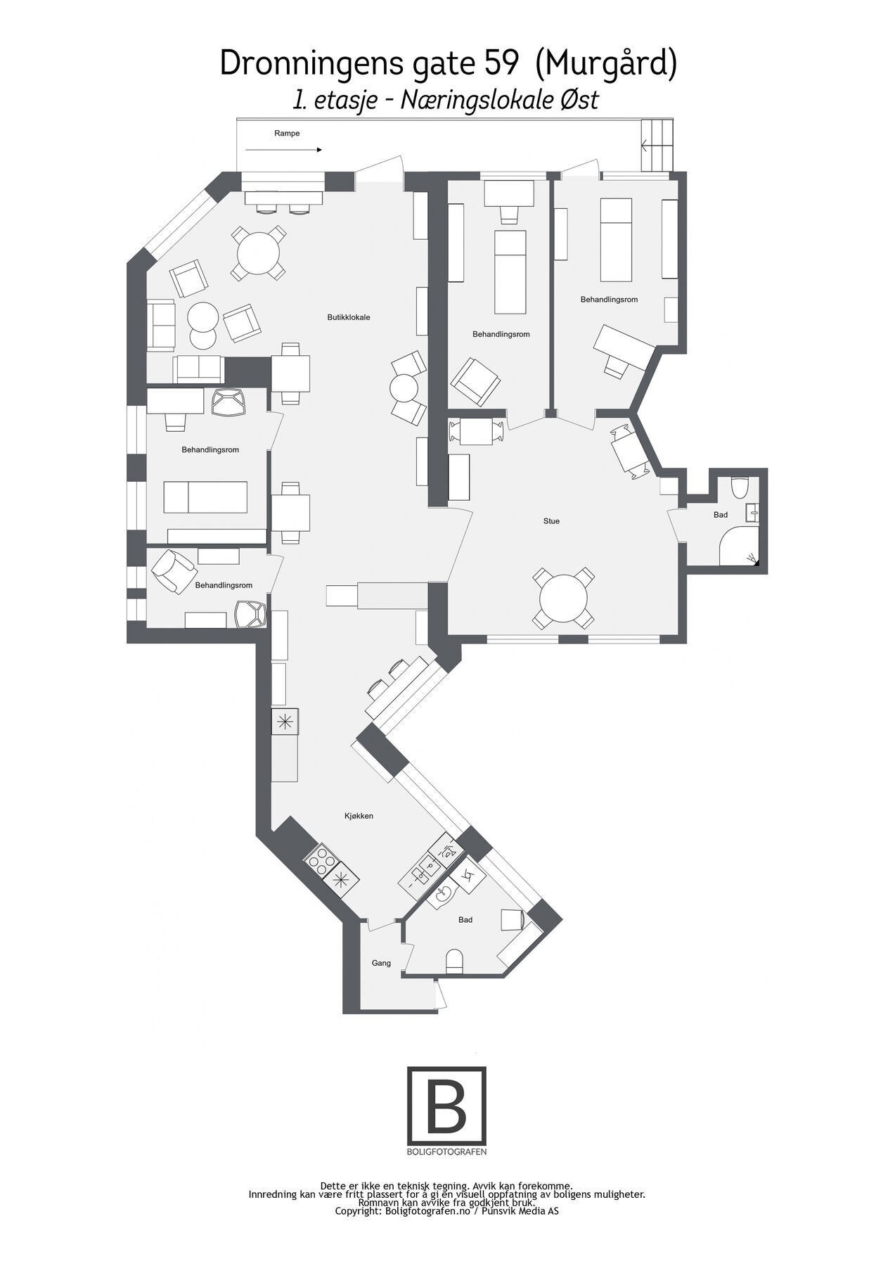 9. Dronningens gate 59 (Murgård) - 1etasje - Næringslokale Øst Galleribilde