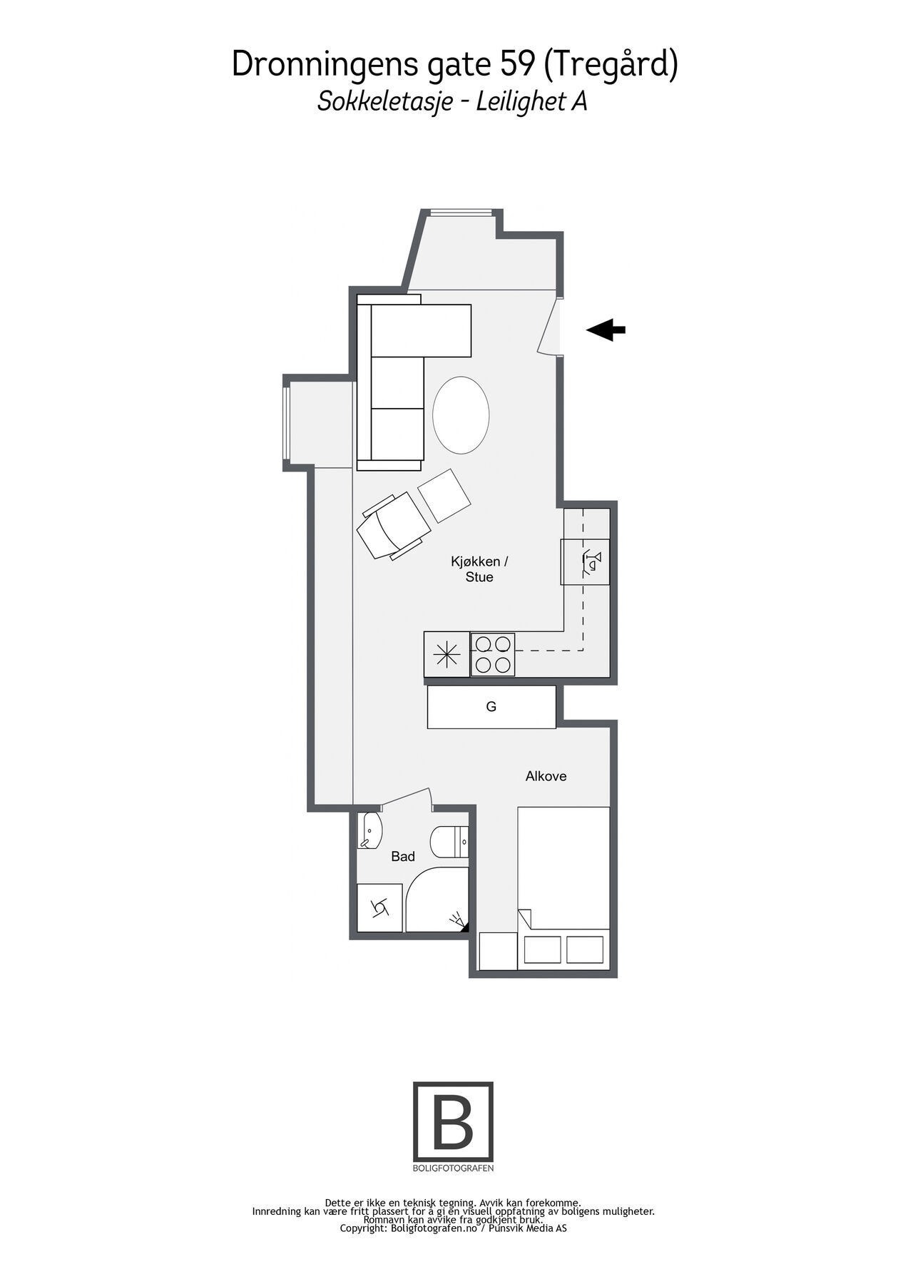 4.Dronningens gate 59 (Tregård) - Sokkeletasje - Leilighet A Galleribilde