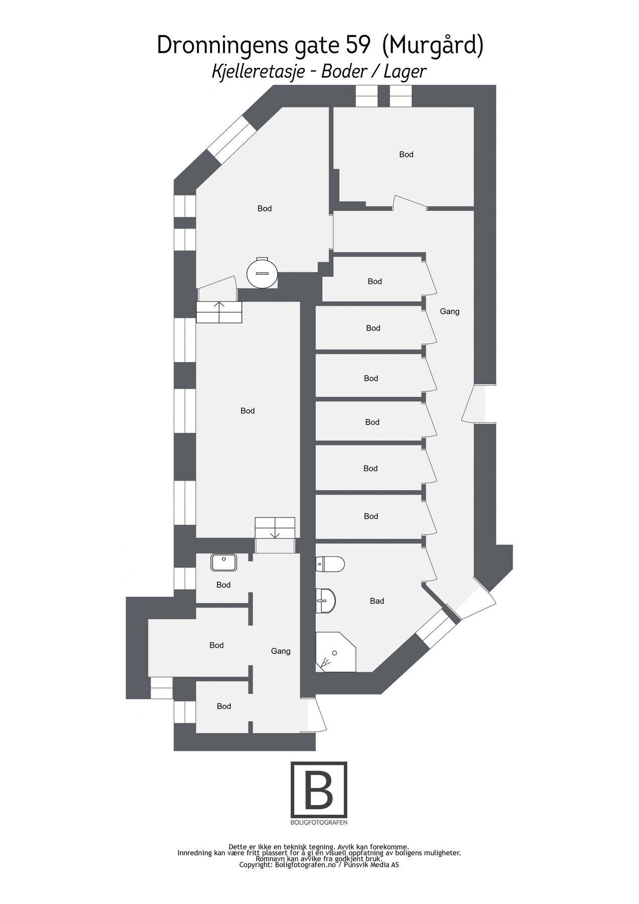 8. Dronningens gate 59 (Murgård) - Kjelleretasje - Boder Lager Galleribilde