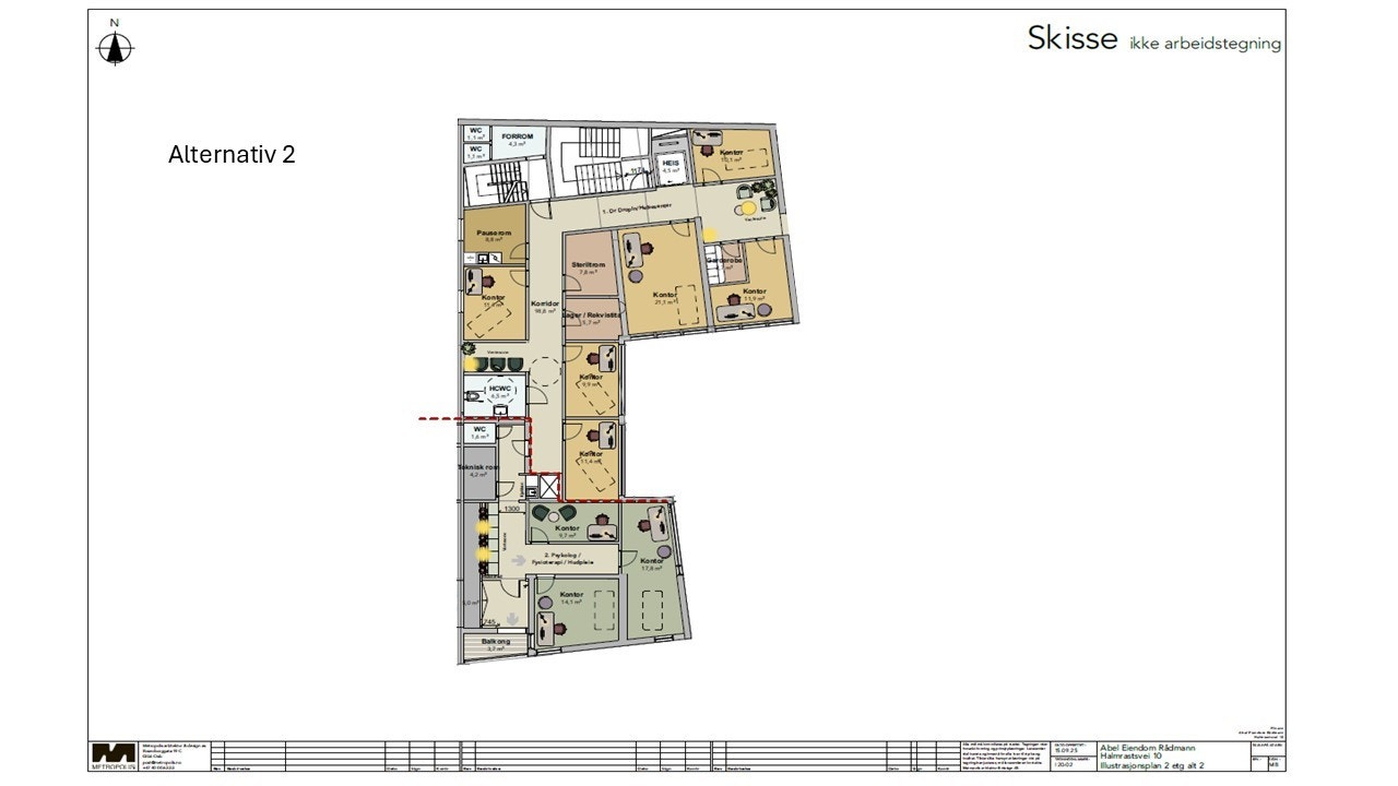 Forslag til planløsning ved å fradele arealet Galleribilde