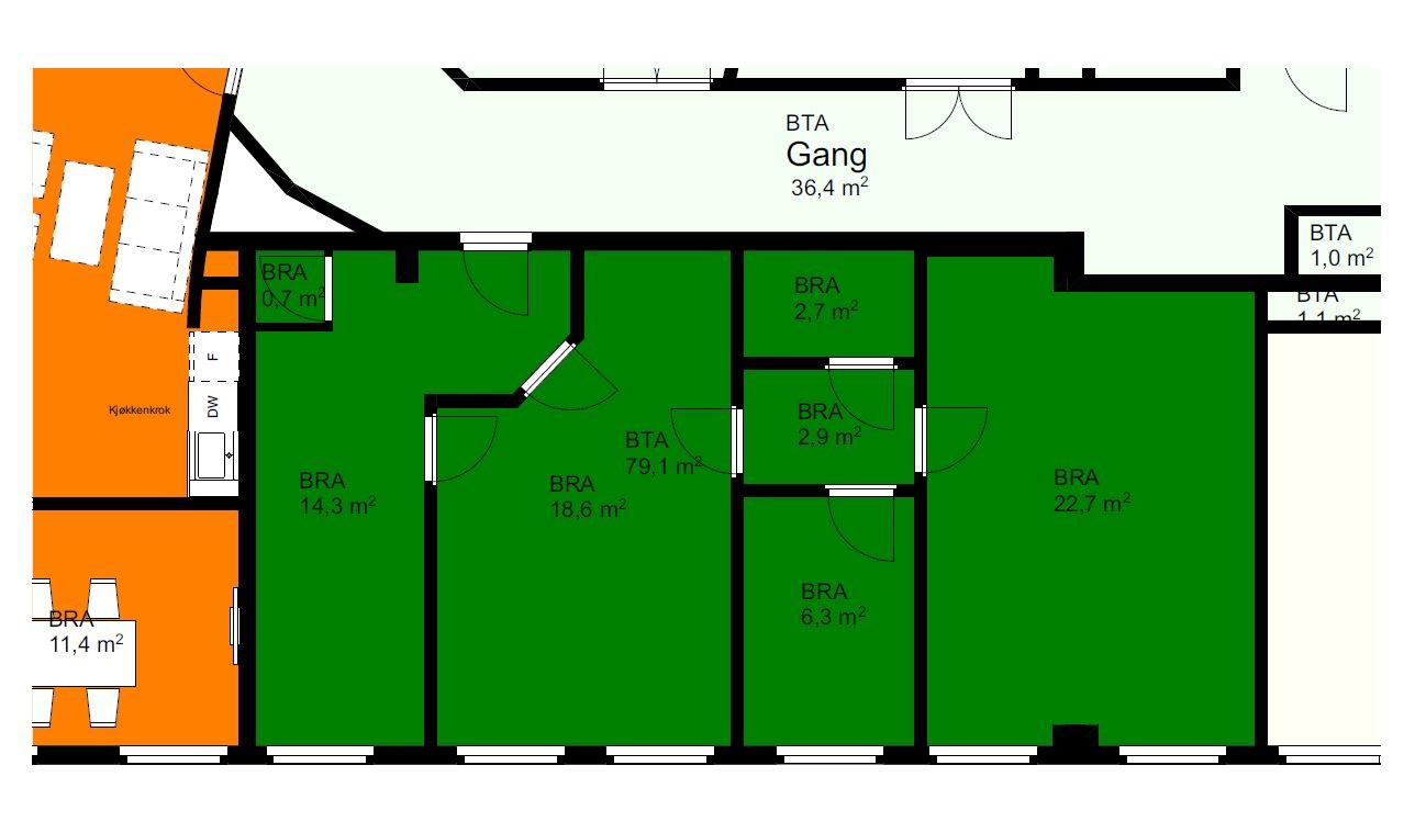 Dagens inndeling av lokalet Galleribilde