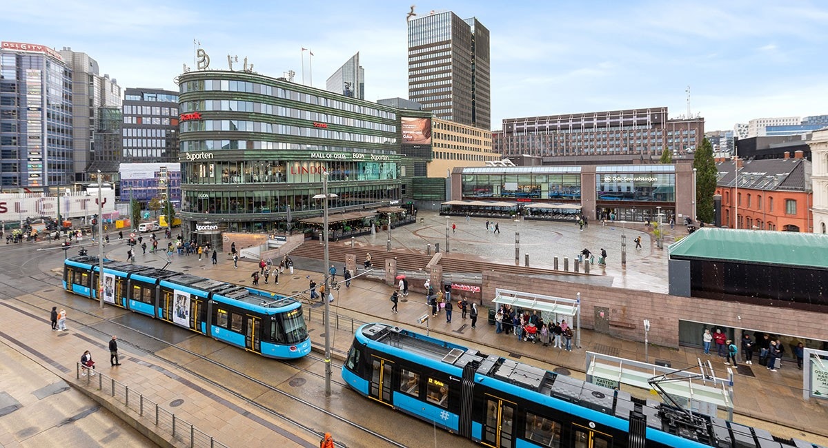 Utsyn over Jernbanetorget fra lokalene Galleribilde
