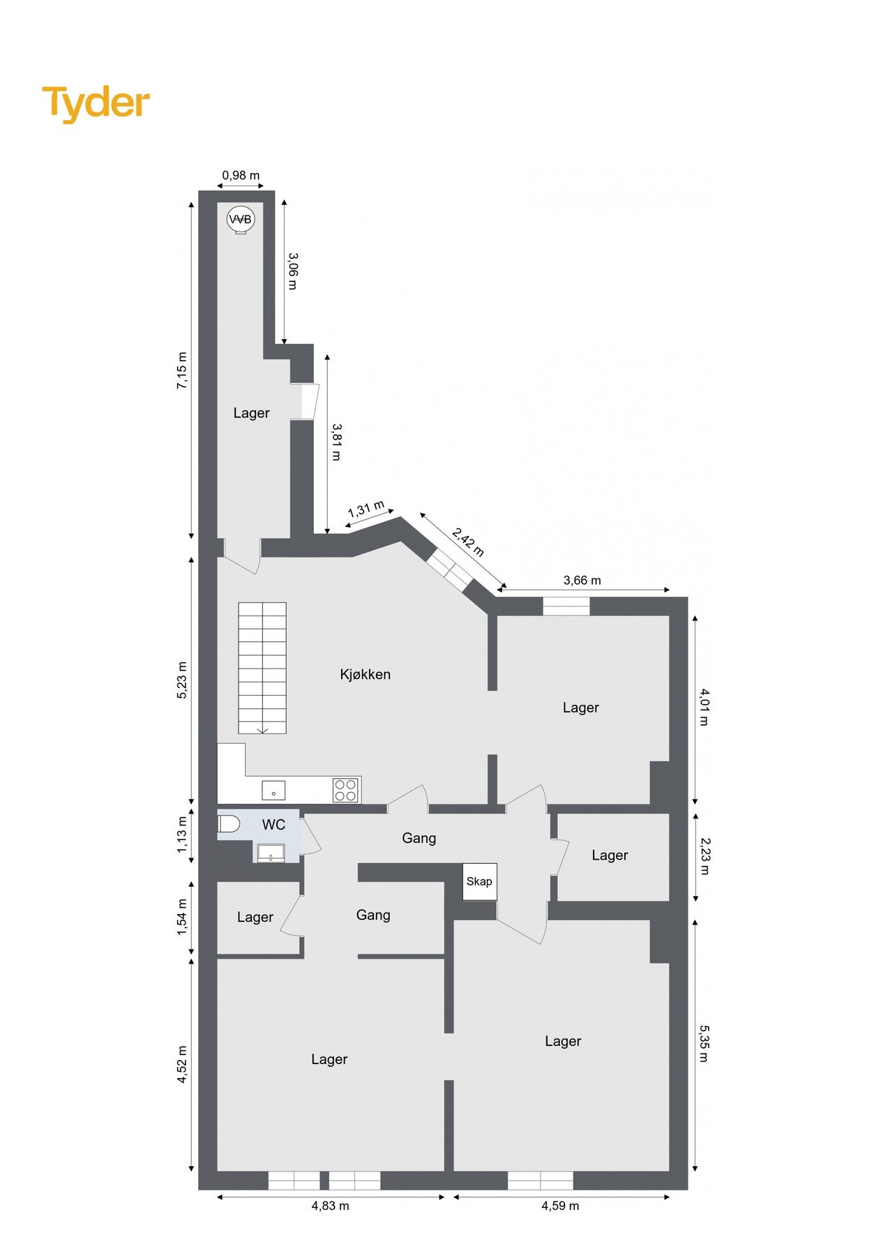 Plantegning underetasje. Galleribilde