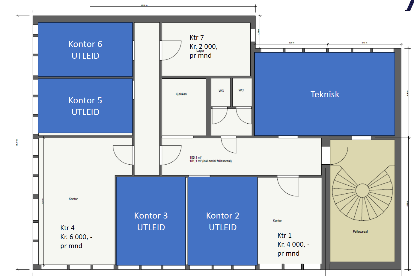 Ledige kontorer og pris