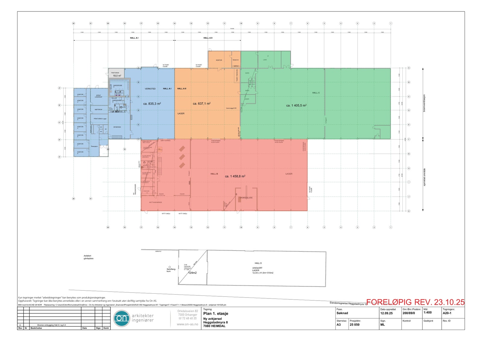 Det er det orange arealet som er ledig. Hall A - Del 2 Galleribilde