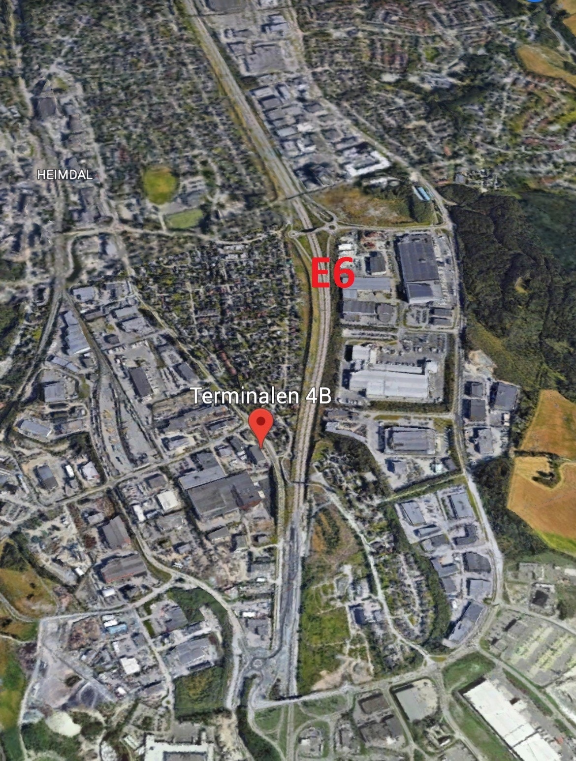 Terminalen 4 B - kart beliggenhet nært E6 syd Galleribilde