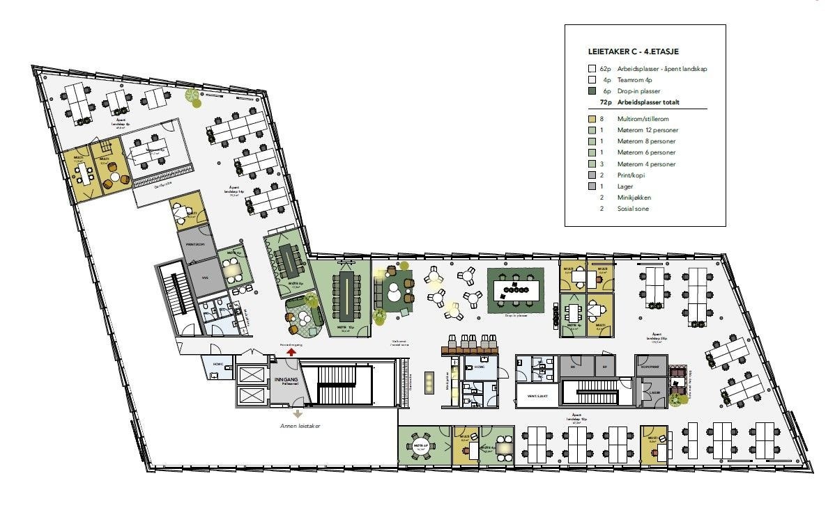 Løsning A: 1 300 kvm Galleribilde