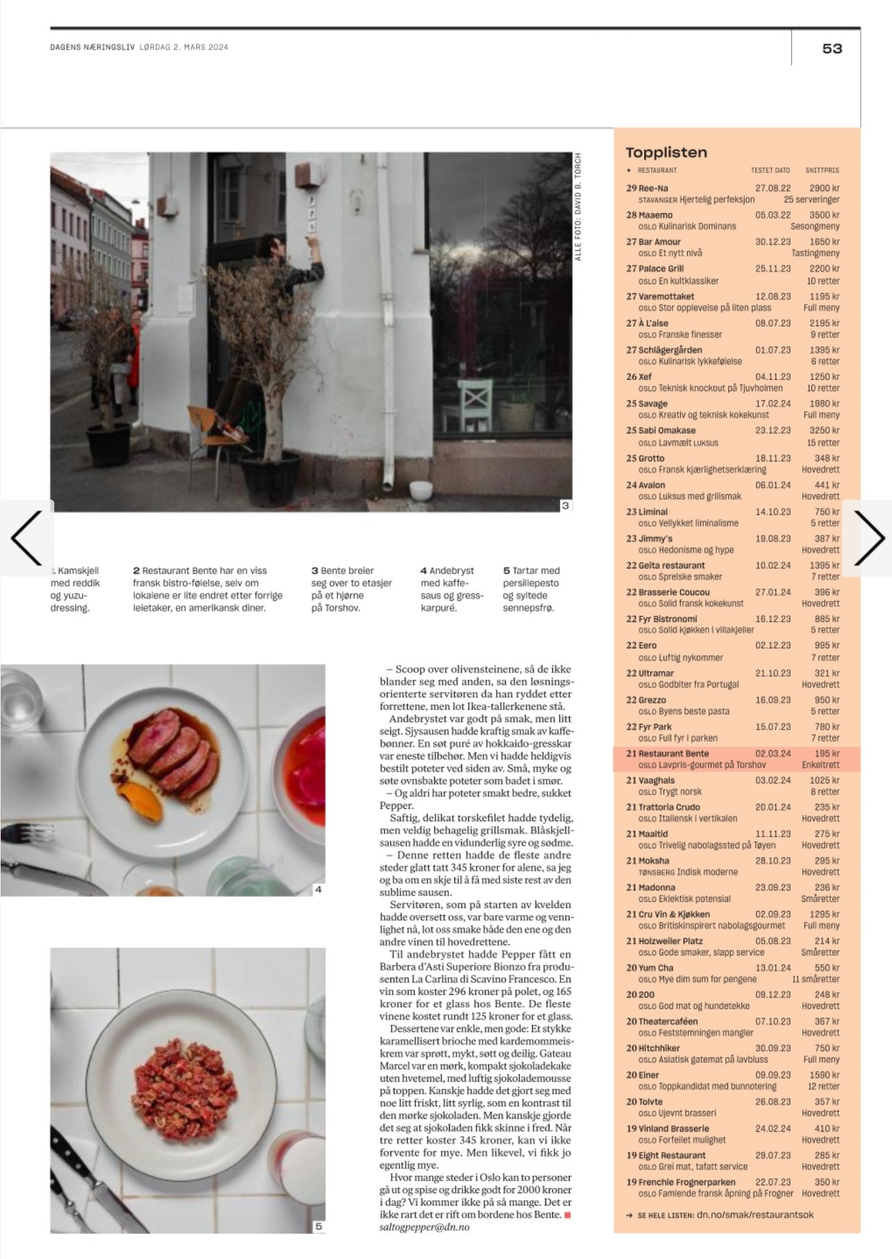 DN om Restaurant Bente Galleribilde