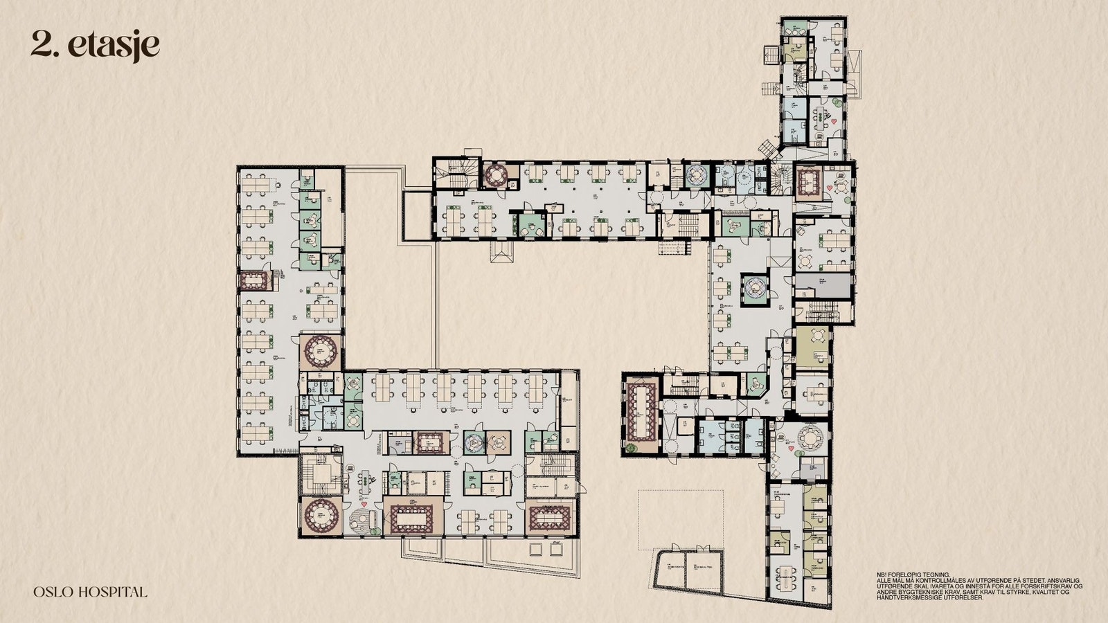 Oslo Hospital. Plantegning 2 etasje. Galleribilde