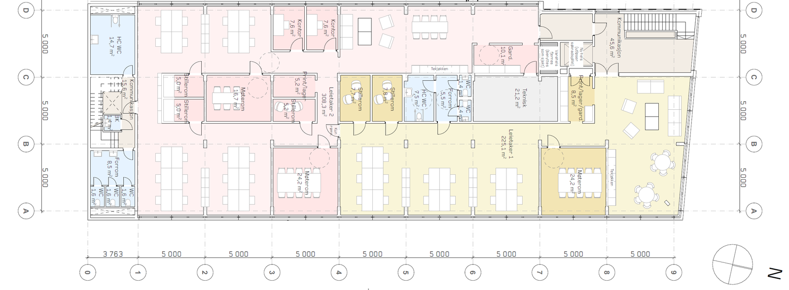 Forslag planløsning for to leietakere Galleribilde