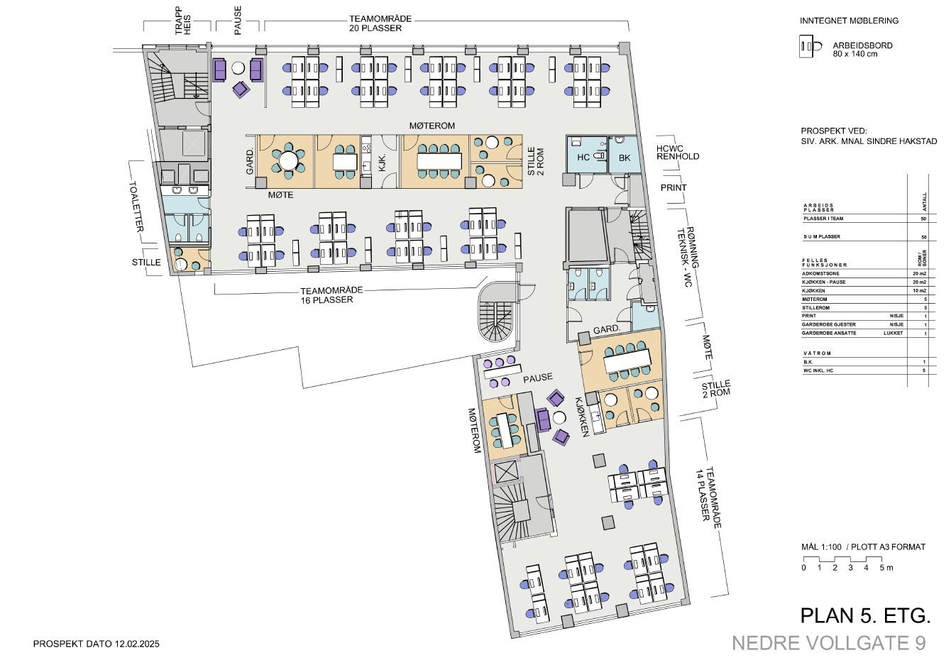 Utkast skisse - plan 5 (857 kvm BTA). Galleribilde