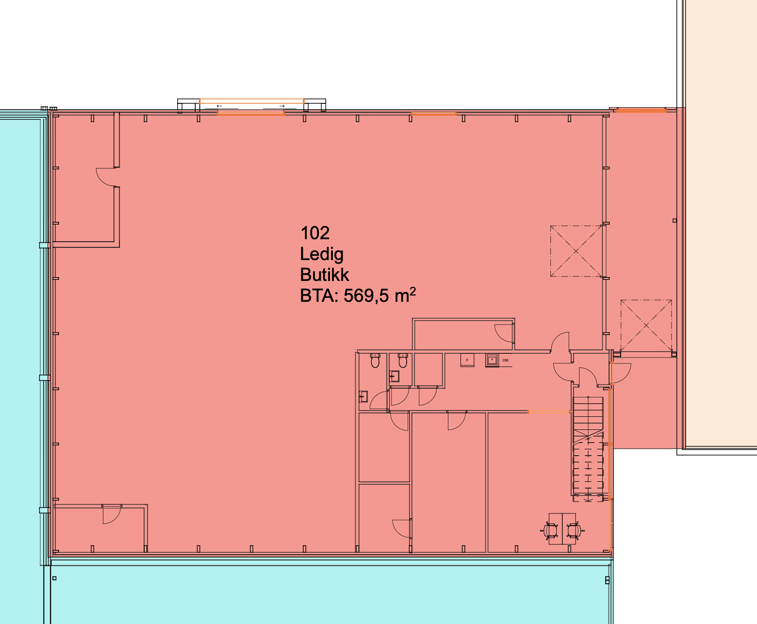 Plantegning. Rusta, Power og Europris som nærmeste naboer. Galleribilde